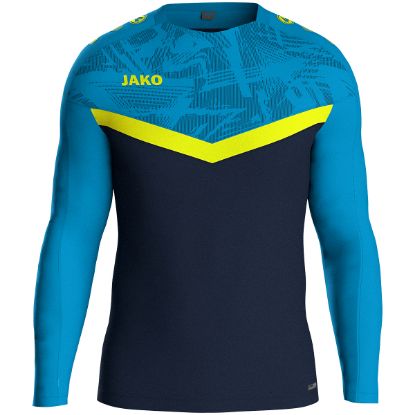 Afbeeldingen van Sweater Iconic marine JAKO-blauw/fluogeel